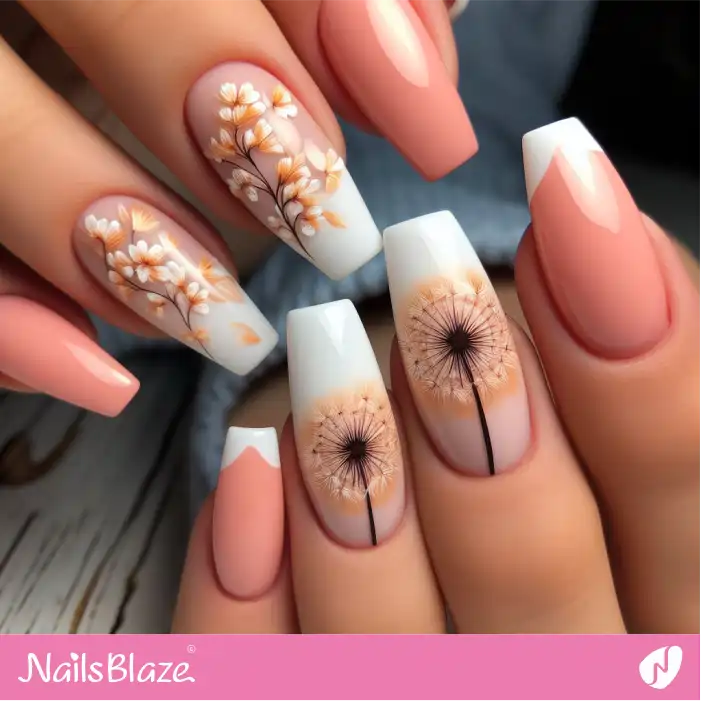 Peach Fuzz and White Dandelion Nails | Color of the Year 2024 - NB1758